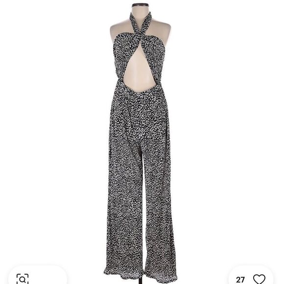 LPA Pants - LPA Black and White Pattern Jumpsuit with Cut Out Middle - Size Medium LIKE NEW